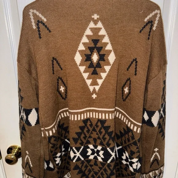 Stetson Brown Womens Geometric Cardigan Size L - Picture 3 of 3